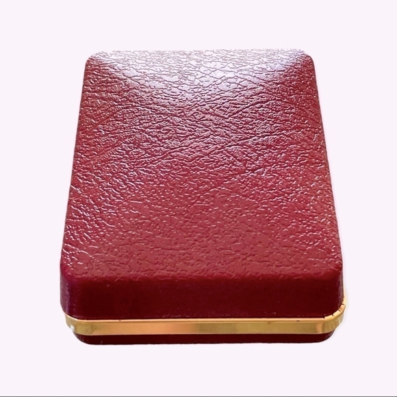 NIB Vintage 14K Gold Plated Red / White Crystal Necklace & Earrings Set Jewelry - Picture 7 of 7